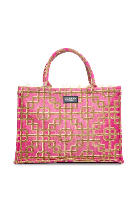 Sorena Latria Velvet Tote Bag, Pink Multi