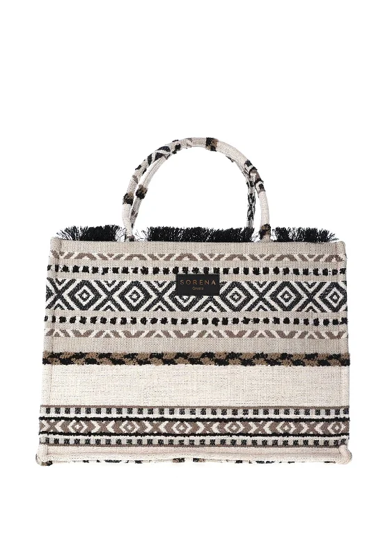 Sorena Kimolos Aztec Velvet Tote Bag, Neutral