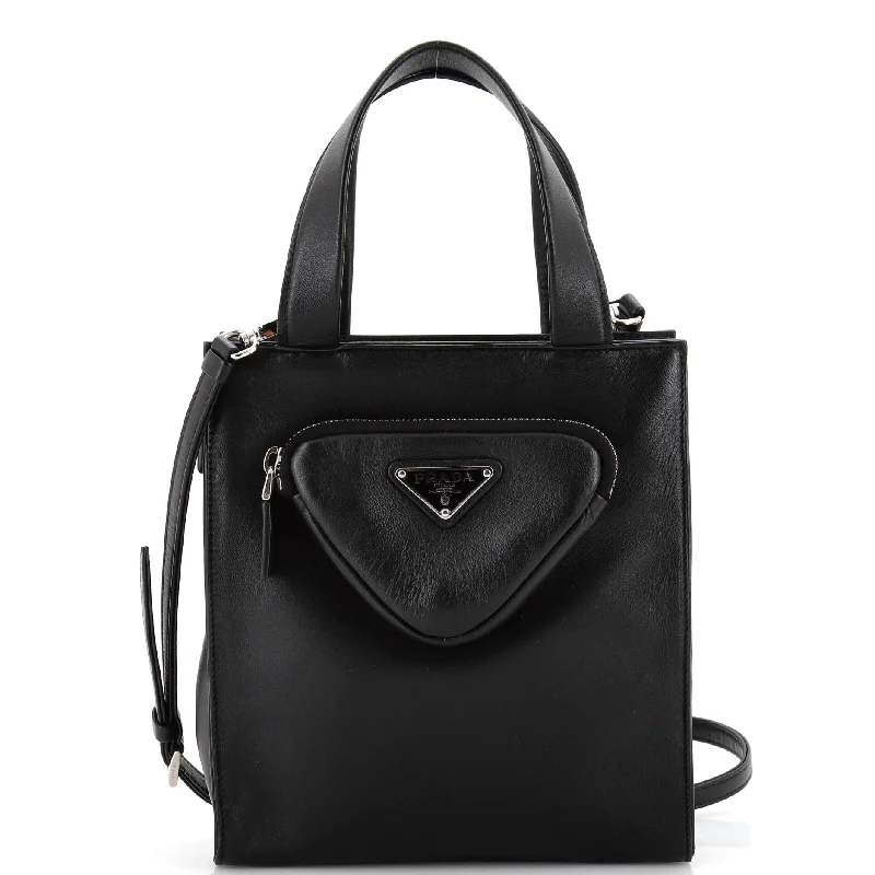 Convertible Triangle Pocket Shopping Tote Nappa Leather Mini