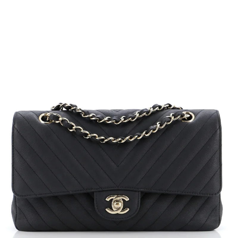 Classic Double Flap Bag Chevron Caviar Medium