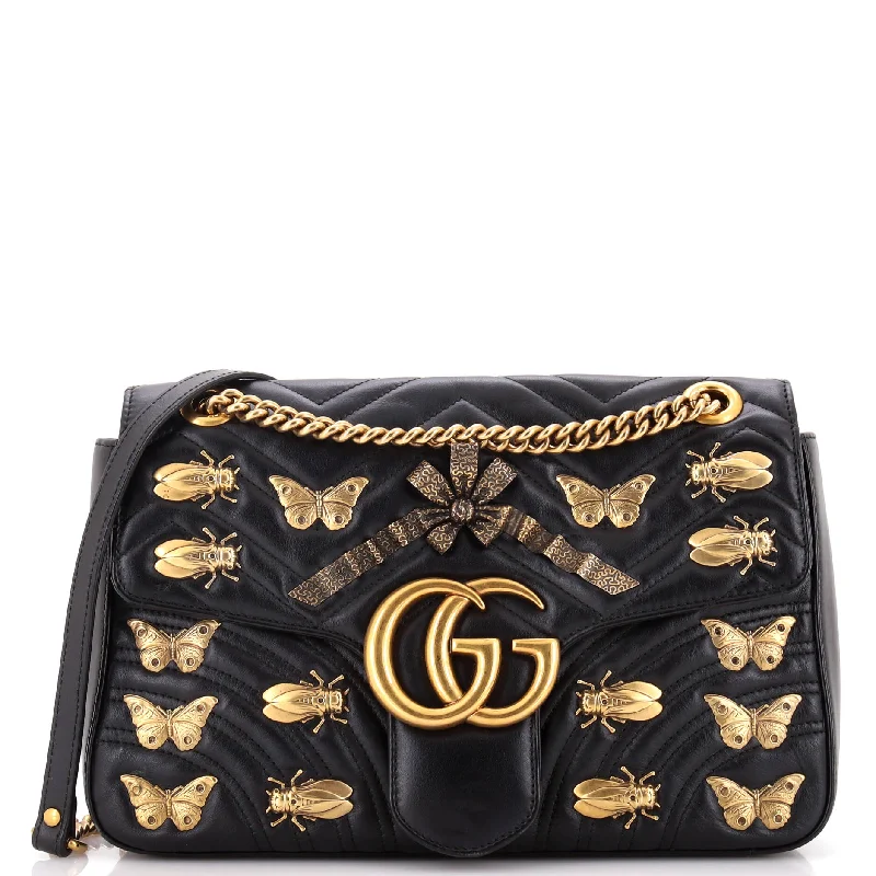 GG Marmont Flap Bag Embellished Matelasse Leather Medium