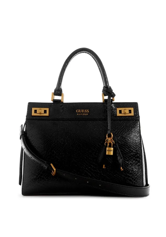 Guess Katey  Python Satchel Bag, Black