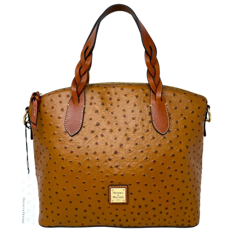 Ostrich Celeste Satchel Designer By Dooney And Bourke In Caramel , Size: Large