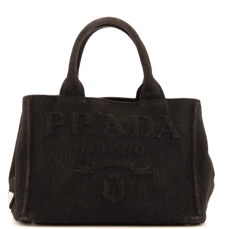 Embossed Logo Canapa Convertible Tote Canvas Mini