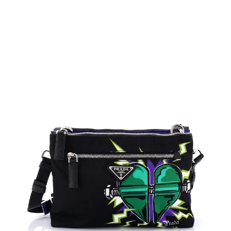 Frankenstein Front Zip Crossbody Printed Tessuto Small