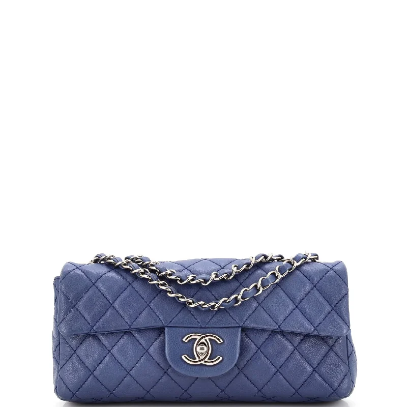 Classic Single Flap Bag Quilted Caviar East West