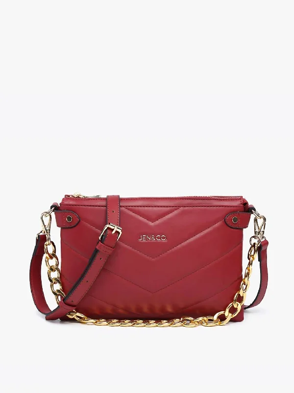 Women's Britt Puffer Crossbody W/ Snaps Bag In Red