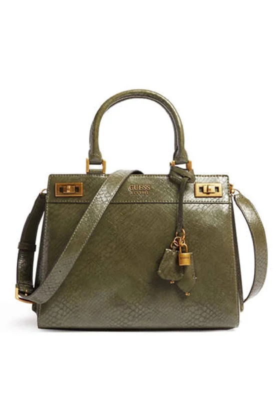 Guess Katey Python Satchel Bag, Olive