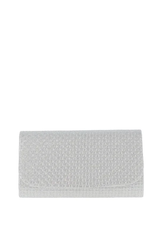 Zen Collection Woven Textured Glitter Clutch Bag, Silver