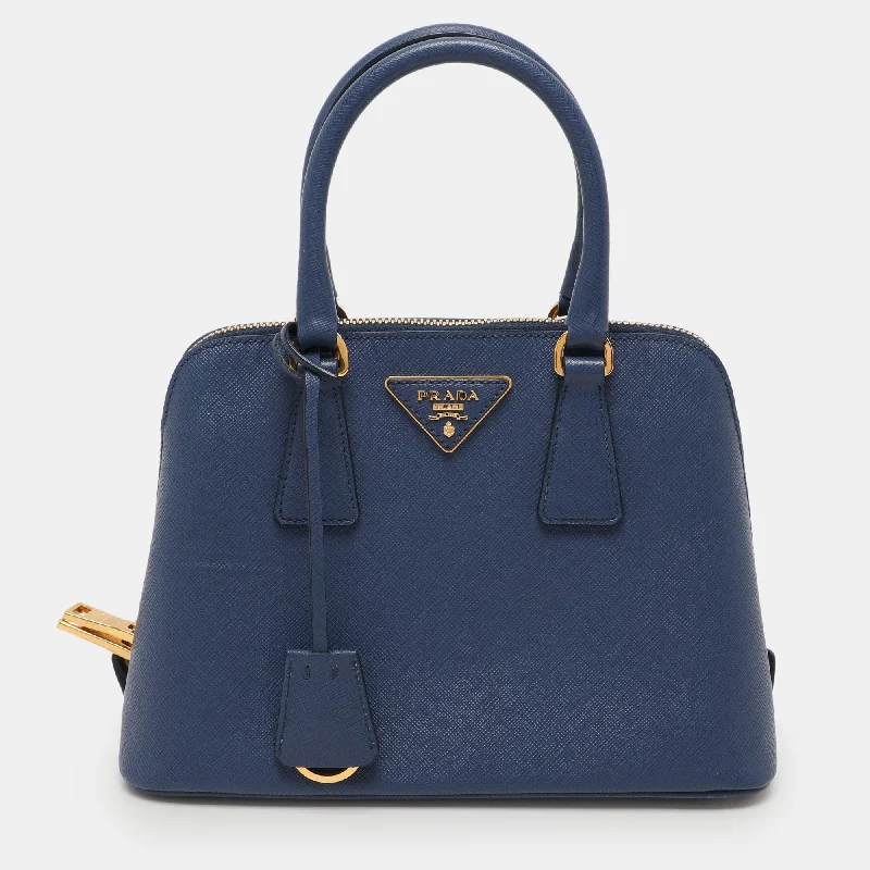 Prada Blue Saffiano Lux Leather Small Promenade Crossbody Bag