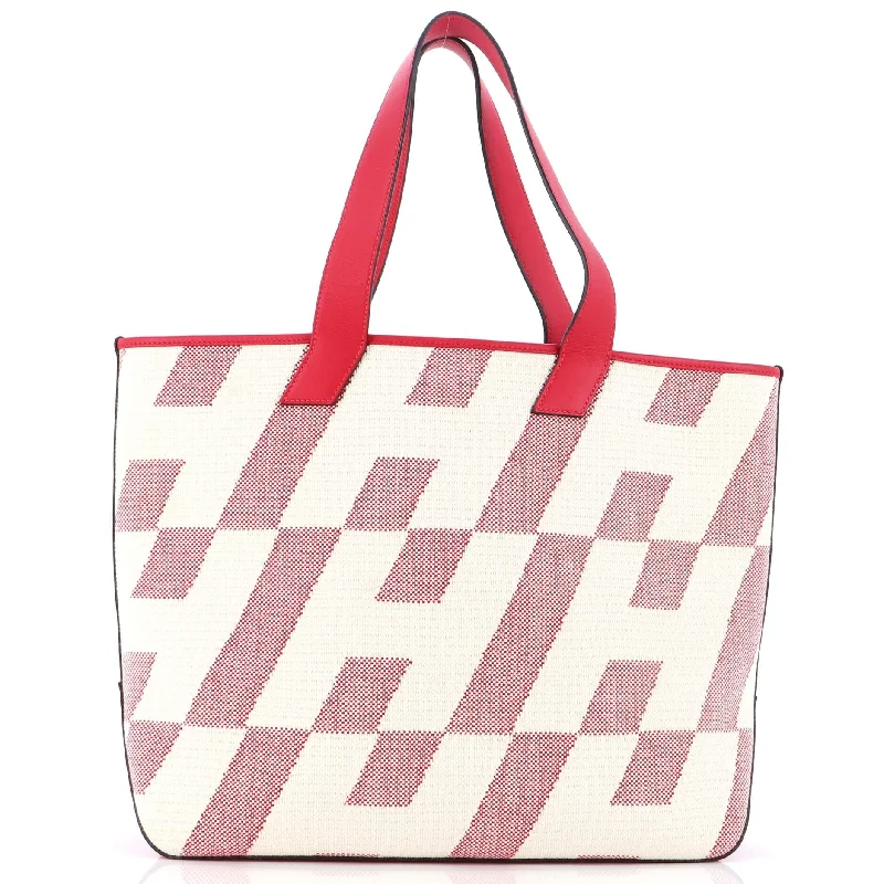 Cabas H en Biais Tote Canvas with Leather 40