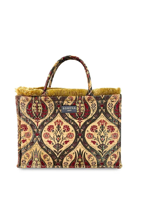 Sorena Thasos Velvet Medium Tote Bag, Tan Multi