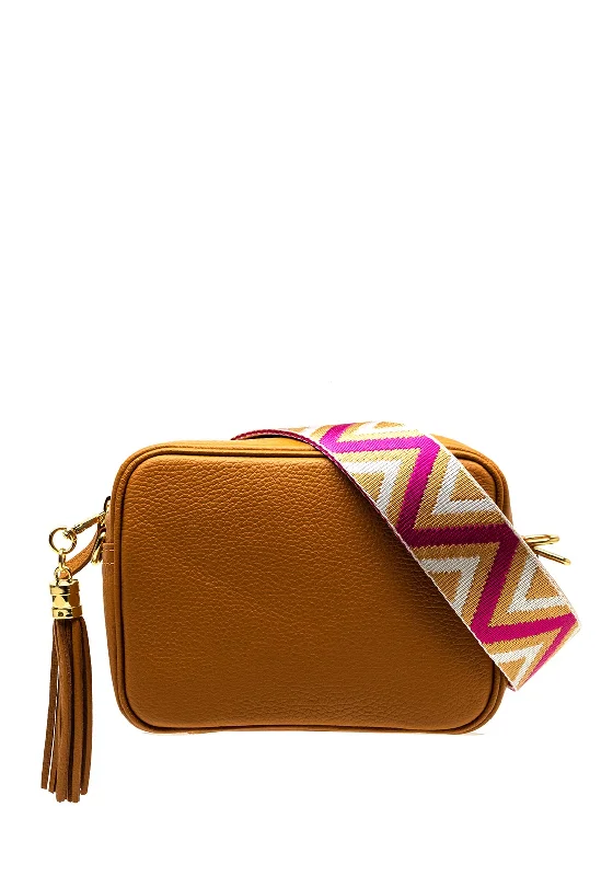 Elie Beaumont Zigzag Strap Crossbody Bag, Tan