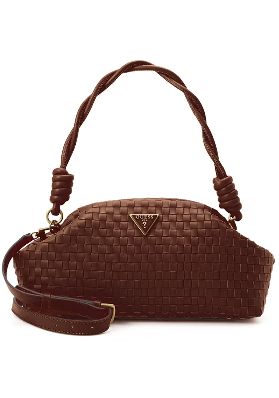 Guess Lisbet Woven Shoulder Bag, Mahogany