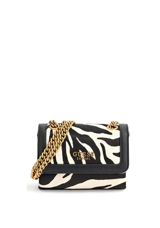 Guess Abey Zebra Print Mini Crossbody Bag, Black & White