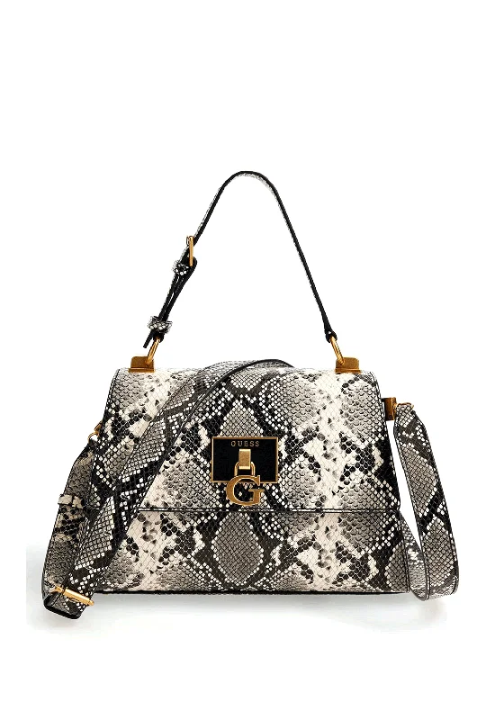 Guess Stephi Python Print Shoulder Bag, Black Multi