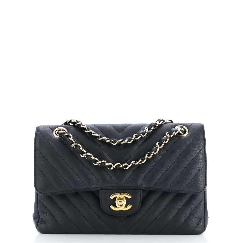 Classic Double Flap Bag Chevron Caviar Small