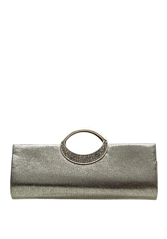 Menbur Diamante Handle Clutch Bag, Silver