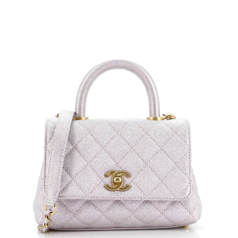 Coco Top Handle Bag Quilted Iridescent Caviar with Gradient Hardware Extra Mini