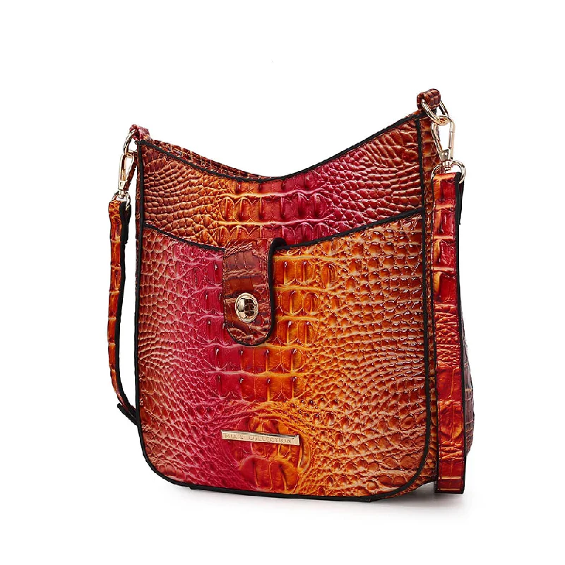 Giovana Gradient Rainbow Faux Crocodile-Embossed Vegan Leather Women’s Crossbody Bag by Mia K