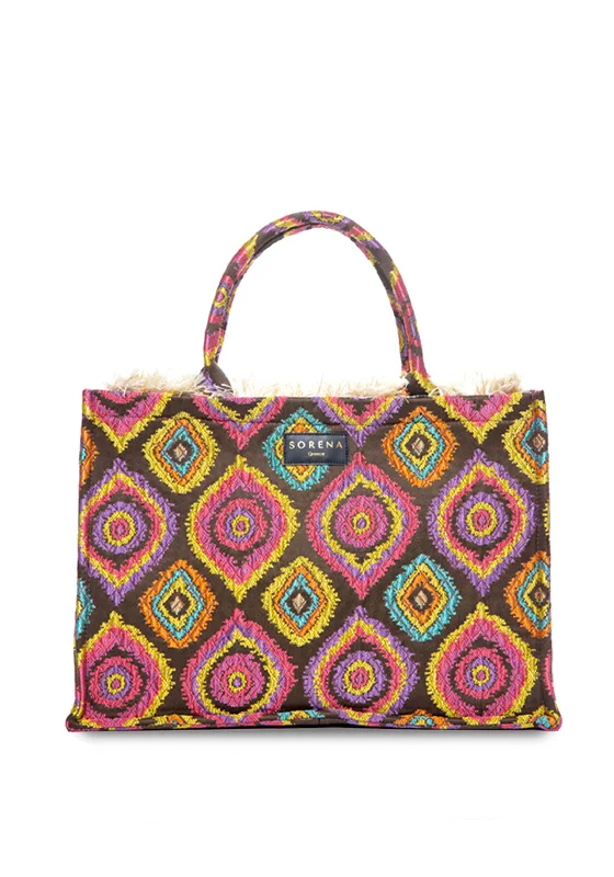 Sorena Riviera Diamond Velvet Medium Tote Bag, Pink Multi