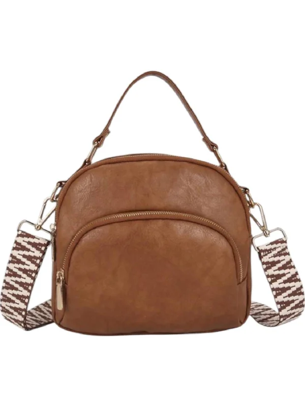 Women's Navi Patterned Strap Crossbody Bag In Camel