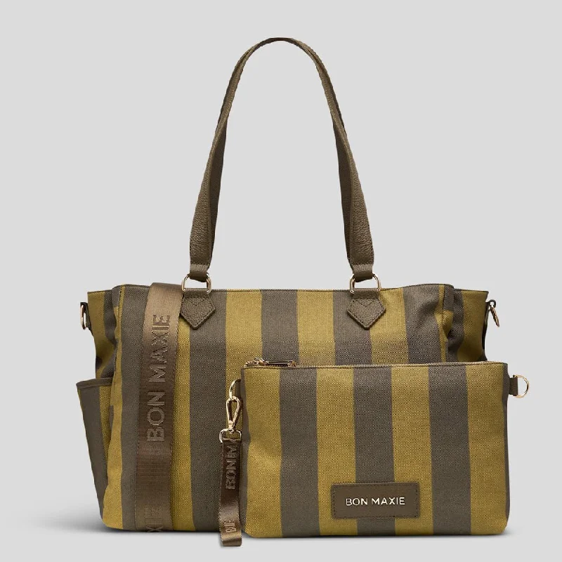 Carryall Tote + Pouch -- Khaki Stripe