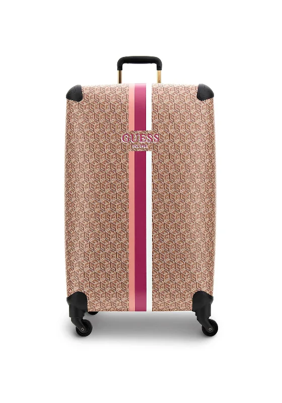 Guess Wilder Travel G Cube 28” Wheel Spinner Suitcase, Taupe Logo