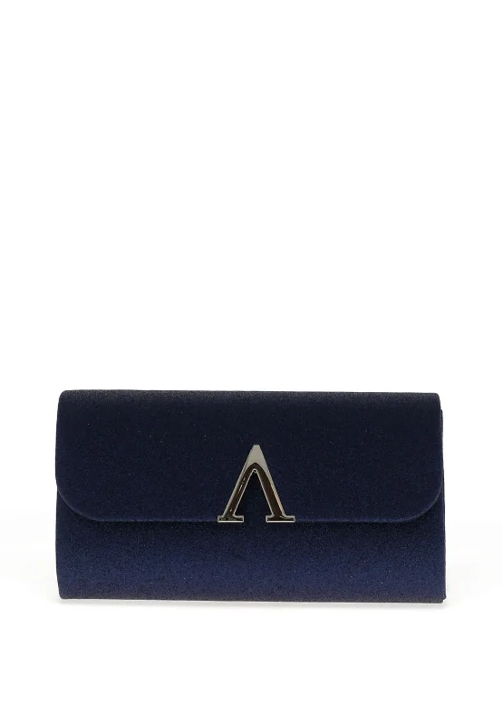 Zen Glitter Hardware Trim Clutch Bag, Navy