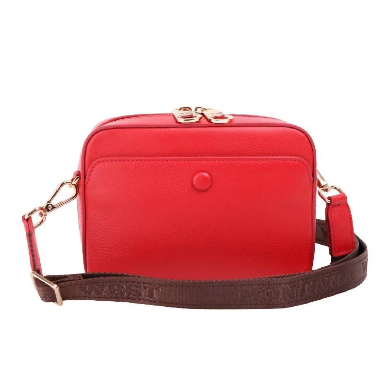 Women's Leather Clutch Crossbody Bag In Red