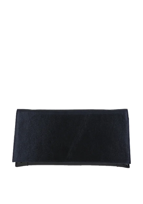 Bioeco by Arka Leather Patent Clutch Bag, Navy Shimmer