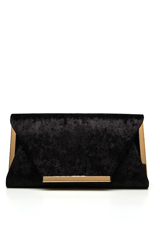 Menbur Velvet Clutch Bag, Black