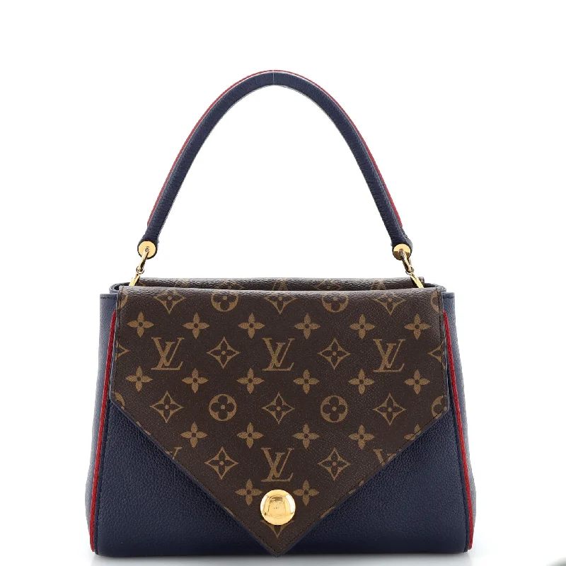 Double V Handbag Calfskin with Monogram Canvas