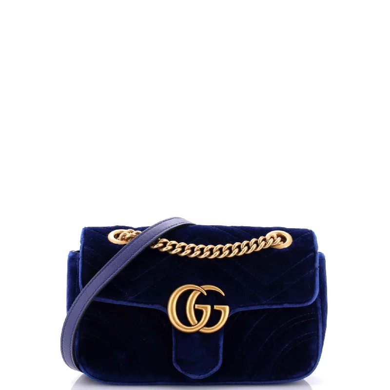 GG Marmont Flap Bag Matelasse Velvet Mini