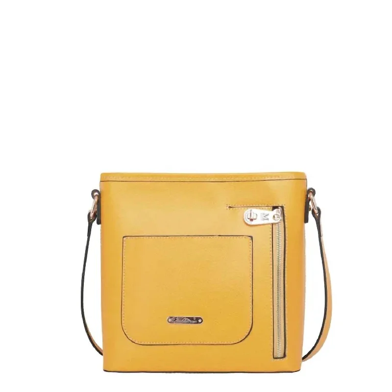 Women's Leather Travel Crossbody Bag In Yellow