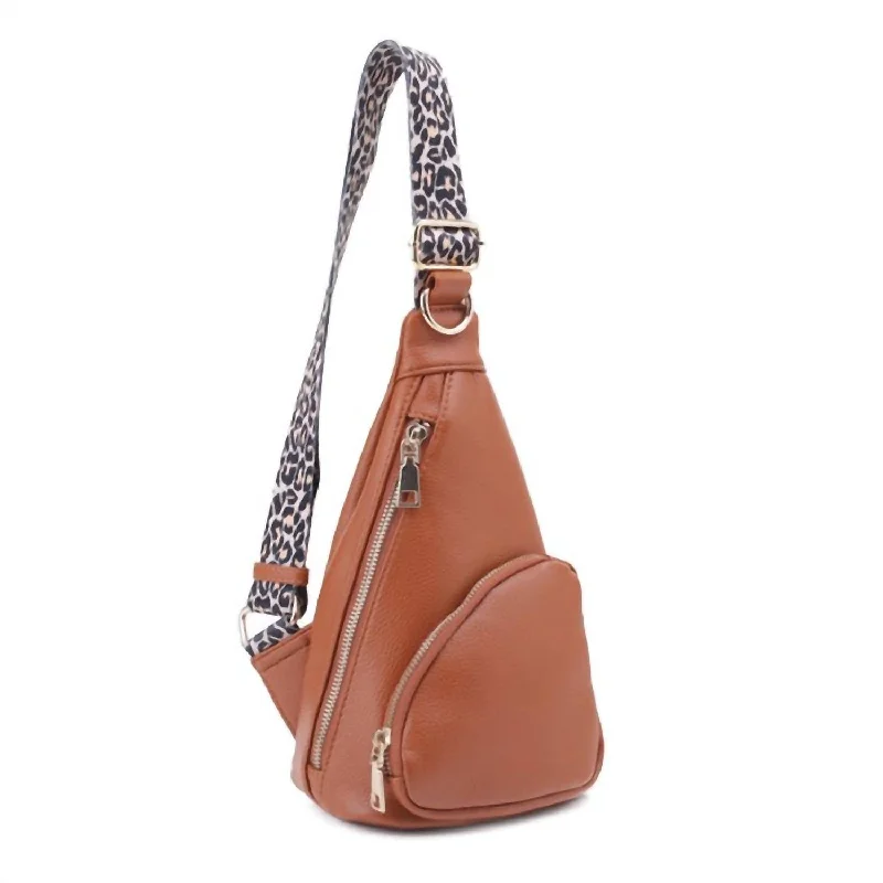 Women's Jessi Leopard Strap Crossbody Sling Bag In Cognac