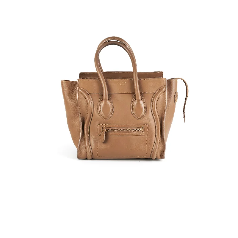 Celine Micro Luggage Taupe Tote