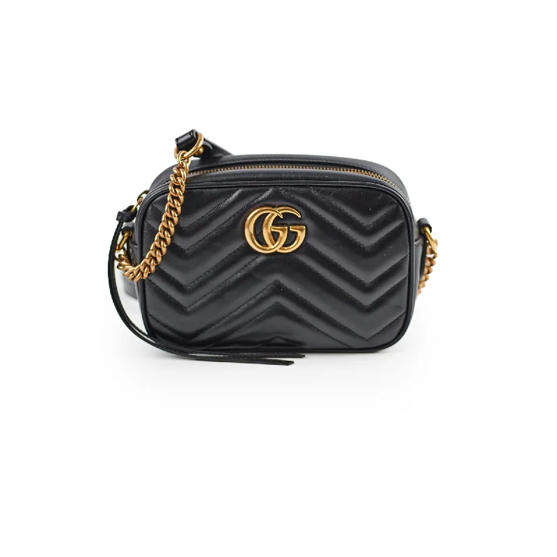 Gucci Marmont Matelassé Mini Bag in Black Leather