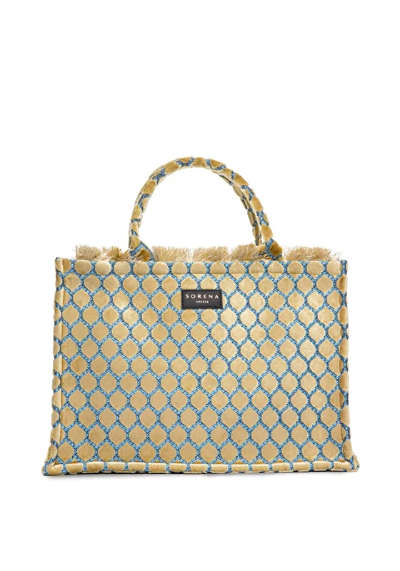 Sorena Athena Velvet Medium Tote Bag, Gold