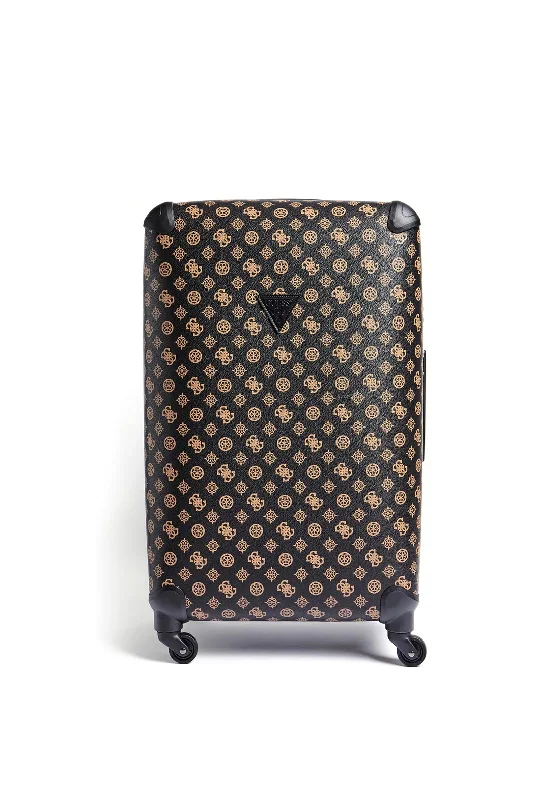 Guess Wilder 4G Logo 4 Wheel Spinner Large Suitcase, Brown