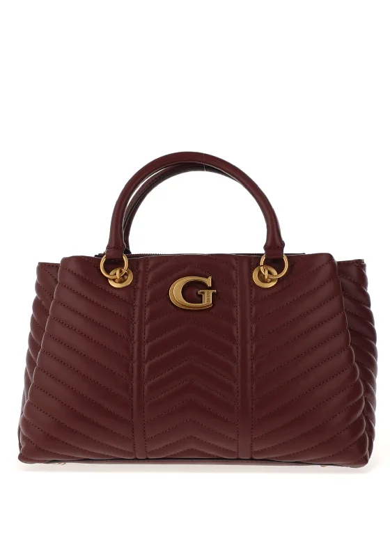 Guess Lovide Quilted Satchel Bag, Merlot