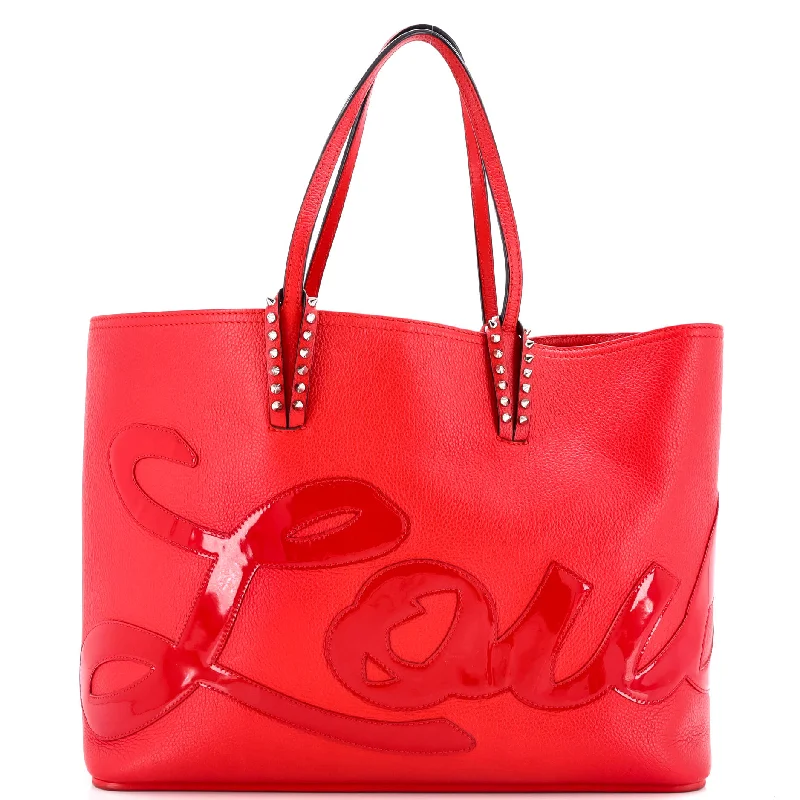 Cabata East West Tote Leather with Patent Large