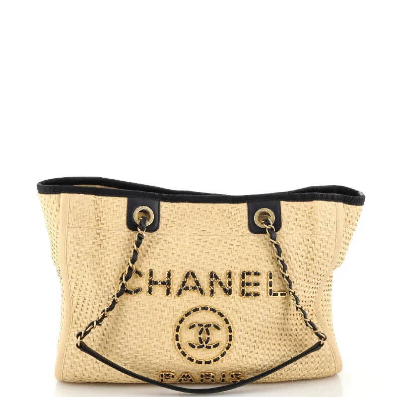 Deauville Tote Straw with Chain Detail Small