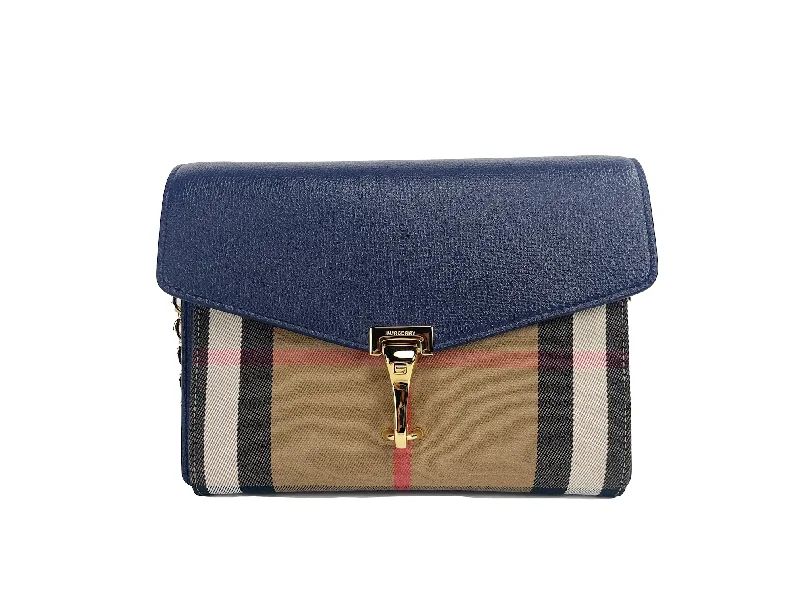 Burberry Macken Small Regency blue House Check Leather CrossbodyBag