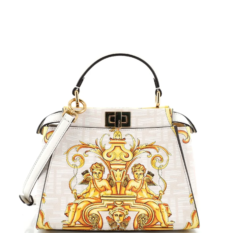 x Versace Fendace Peekaboo Bag Printed Zucca Leather Mini