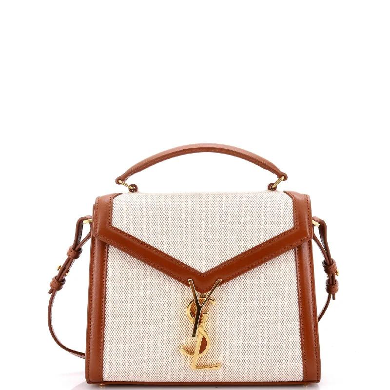 Cassandra Top Handle Bag Canvas with Leather Mini