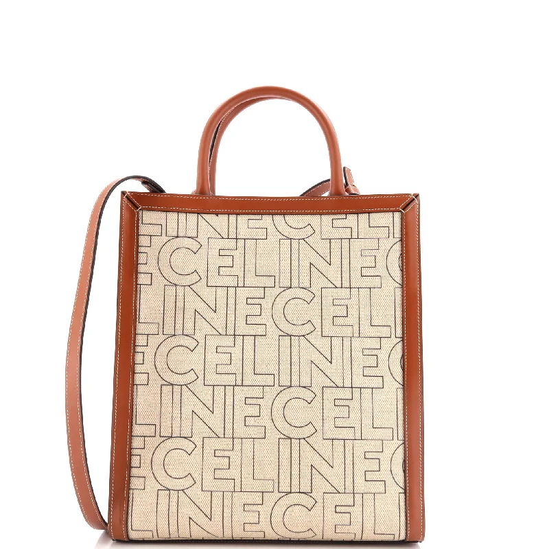 Vertical Cabas Tote Printed Canvas and Leather Small