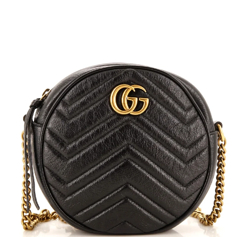 GG Marmont Round Shoulder Bag Matelasse Leather Mini