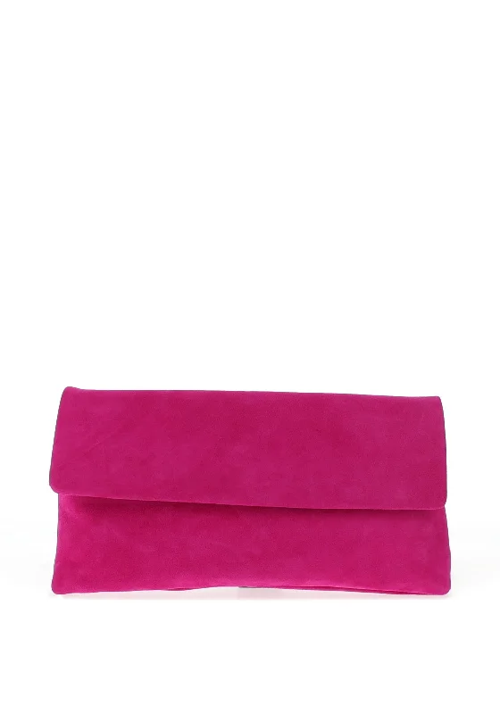 Le Babe Suede Clutch Bag, Magenta