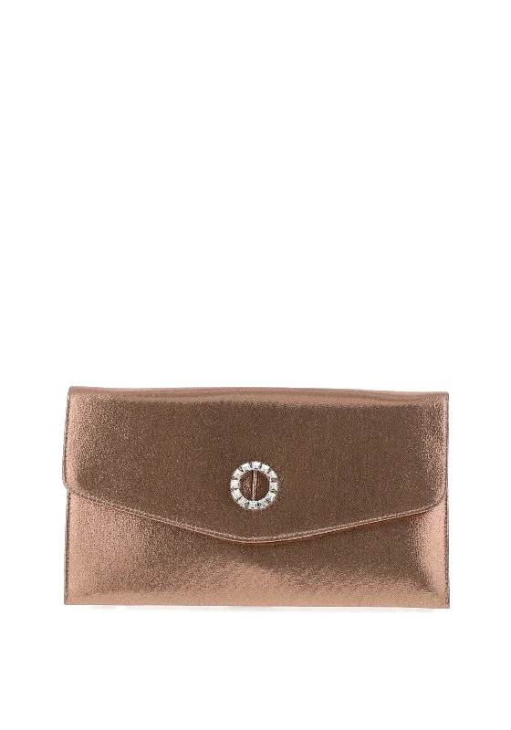 Sorento Envelope Shimmer Circle Jewel Clutch Bag, Copper